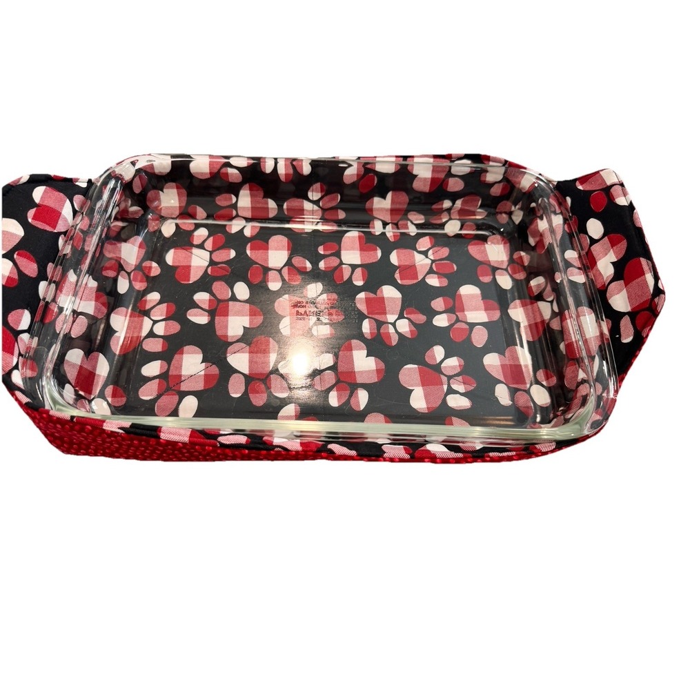Handmade Bowl Cozy Set Paw Print Casserole Carrier Microwave Hot Pad 3pc - Picture 8 of 14